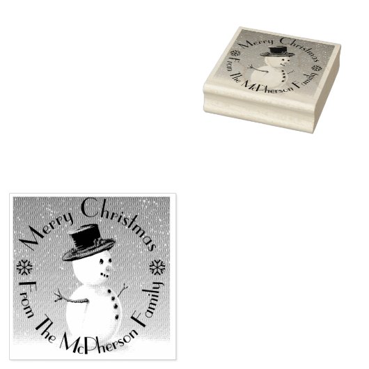 メリークリスマス、あなたの家族の名前、雪だるま ラバースタンプ (押印)