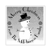 メリークリスマス、あなたの家族の名前、雪だるま ラバースタンプ (インプリント)