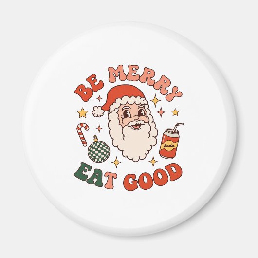 メリークリスマス おいしい食べ物 サンタ ソーダ キャンディケイン マグネット (正面)