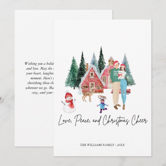 メリークリスマス！おしゃれでかわいいフェスティブカード 招待状 (正面/裏面)