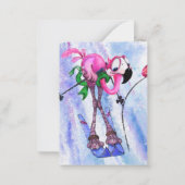 メリークリスマス – おもしろいピンクフラミンゴスキーヤー – おもしろい ノートカード (裏面)