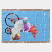 メリークリスマス – おもしろい格言、自転車と贈り物  スローブランケット (正面)