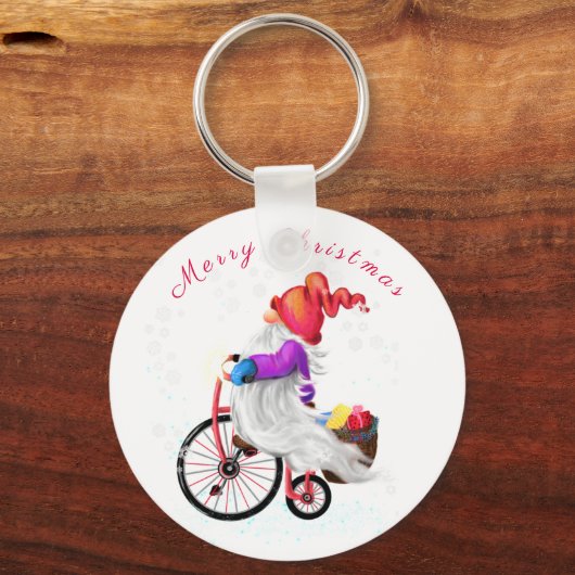 メリークリスマス – おもしろい自転車とギフトとの格言 キーホルダー (正面)