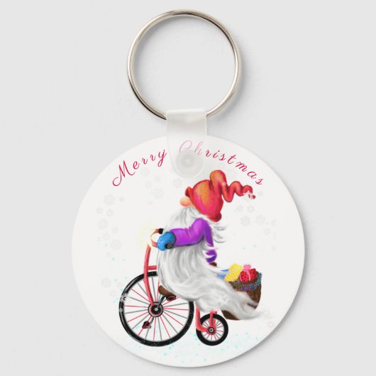 メリークリスマス – おもしろい自転車とギフトとの格言 キーホルダー (正面)