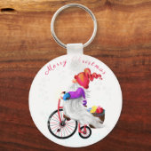 メリークリスマス – おもしろい自転車とギフトとの格言 キーホルダー (正面)
