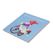 メリークリスマス – おもしろい自転車とギフトとの格言 タイル (側面)