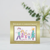メリークリスマス お子様の家族アートを追加 シーズンポストカード (スタンド正面)