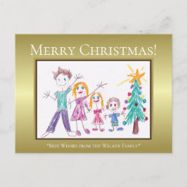 メリークリスマス お子様の家族アートを追加 シーズンポストカード