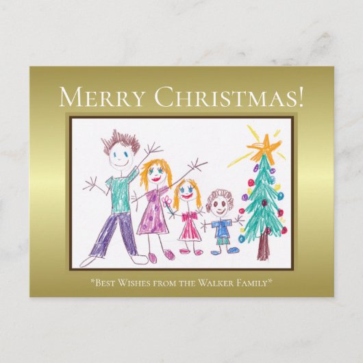 メリークリスマス お子様の家族アートを追加 シーズンポストカード (正面)