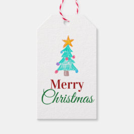 メリークリスマス。お子様の絵を描いてカスタマイズ ギフトタグ
