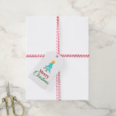 メリークリスマス。お子様の絵を描いてカスタマイズ ギフトタグ (より糸付き)