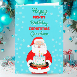 メリークリスマス お誕生日おめでとう サンタ 孫 カード