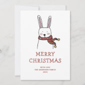 メリークリスマス.かわいいおもしろい冬のうさぎ動物 シーズンカード (正面)