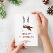 メリークリスマス.かわいいおもしろい冬のうさぎ動物 シーズンカード