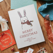 メリークリスマス.かわいいおもしろい冬のうさぎ動物 シーズンカード