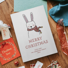 メリークリスマス.かわいいおもしろい冬のうさぎ動物 シーズンカード