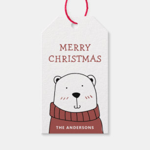 メリークリスマス.かわいいおもしろい冬のシロクマ ギフトタグ