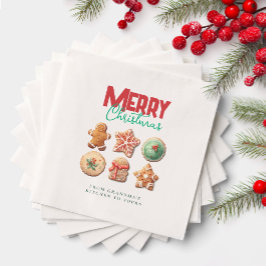 メリークリスマス かわいいクッキー ホリデーベーキングパーティー スタンダードカクテルナプキン