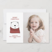 メリークリスマス.かわいいシロクマ。おもしろい動物 シーズンカード (正面)