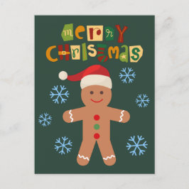 メリークリスマス かわいいジンジャーマン シーズンポストカード