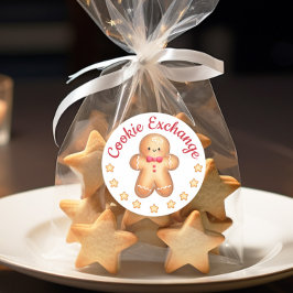 メリークリスマス かわいいジンジャーマン ラウンドシール