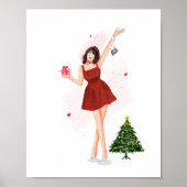 メリークリスマス かわいいスケッチ ポスター (正面)