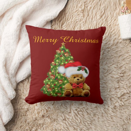 メリークリスマス かわいいテディベア クッション (ブランケット)