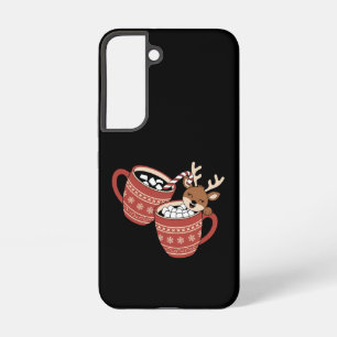 メリークリスマス かわいいトナカイ ファミリー クリスマス コーヒー SAMSUNG GALAXY S22ケース
