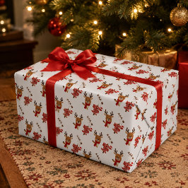 メリークリスマス かわいいトナカイ ホリデー ラッピングペーパー