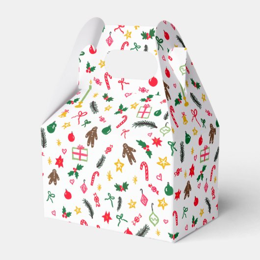 メリークリスマス かわいいドゥードル 幻想的なパターン フェイバーボックス (正面サイド)