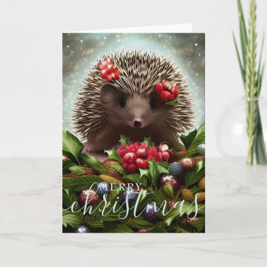 メリークリスマス かわいいハリネズミ シーズンカード (正面)