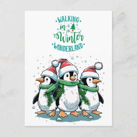 メリークリスマス かわいいペンギン シーズンポストカード (正面)