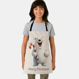 メリークリスマス かわいいホッキョクグマ デザイン エプロン