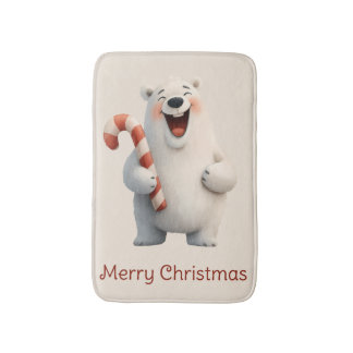 メリークリスマス かわいいホッキョクグマ デザイン バスマット
