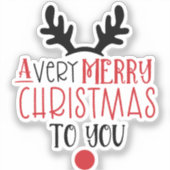 メリークリスマス かわいいモダンなタイポグラフィ シール (正面)