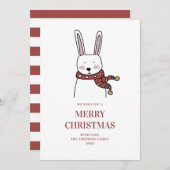 メリークリスマス.かわいい冬のうさぎ。おもしろい動物 シーズンカード (正面/裏面)
