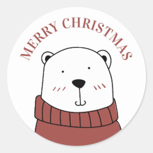 メリークリスマス.かわいい冬のクマ。おもしろい動物 ラウンドシール