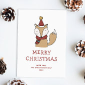 メリークリスマス.かわいい冬の森のキツネ シーズンカード