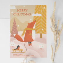 メリークリスマス.かわいい冬の森のキツネ