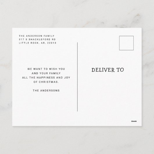 メリークリスマス.かわいい冬の森のキツネ シーズンポストカード (裏面)