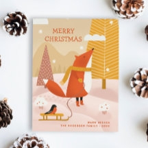 メリークリスマス.かわいい冬の森のキツネ