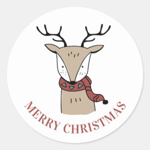 メリークリスマス.かわいい冬の鹿。おもしろい動物 ラウンドシール