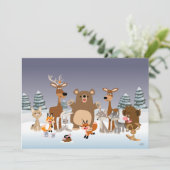 メリークリスマス!かわいい動物の招待状カード 招待状 (スタンド正面)