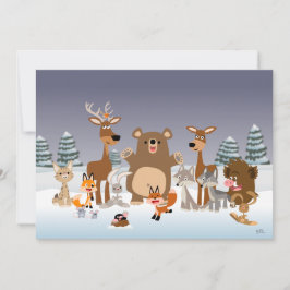 メリークリスマス!かわいい動物の招待状カード 招待状