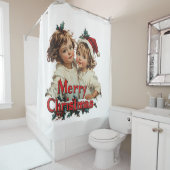 メリークリスマス – かわいい子とメリークリスマス シャワーカーテン (インサイチュ)