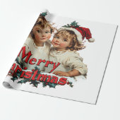 メリークリスマス – かわいい子とメリークリスマス ラッピングペーパー (アンロールド)