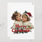 メリークリスマス – かわいい子とメリークリスマス 招待状 (正面/裏面)