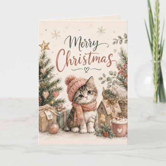 メリークリスマス かわいい子猫 グリーティングカード (正面)