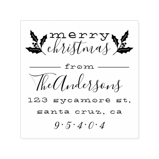 メリークリスマス |かわいい家族の名前差出人住所 セルフインキングスタンプ (デザイン)