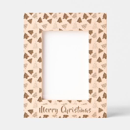 メリークリスマス | かわいい木のパターン写真 レーザー彫刻フレーム (正面)